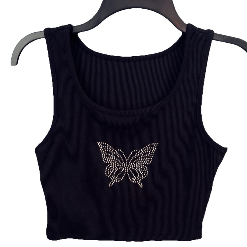 New ROMWE Butterfly Cropped Tank Top Size Small Bust 29” - 37” Length 14.5”